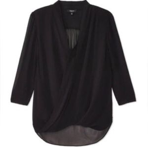 Aritzia Babaton Black Silk Beau Wrap Blouse🖤
